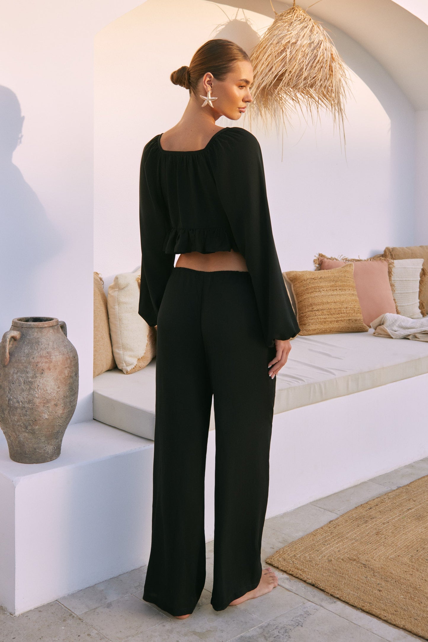 Valeria Ruffle Top Black